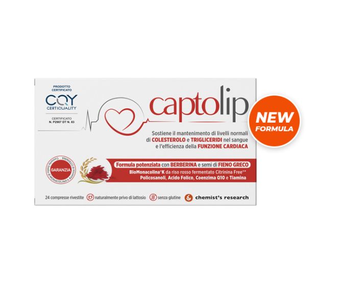 CAPTOLIP NEW FORMULA 24 COMPRESSE RIVESTITE - SPEDIZIONE GRATUITA SEMPRE - Mantiene Livelli Normali di Colesterolo e Trigliceridi, Supporta la Funzione Cardiaca  - FarmaLucia