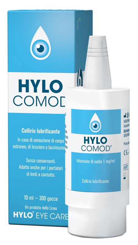 HYLO-COMOD GOCCE OCULARI IALURONATO DI SODIO 0,1%  FLACONCINO 10 ML - FarmaLucia