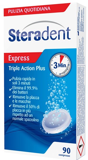 STERADENT TRIPLE ACTION PLUS 90 COMPRESSE PULENTI - FarmaLucia
