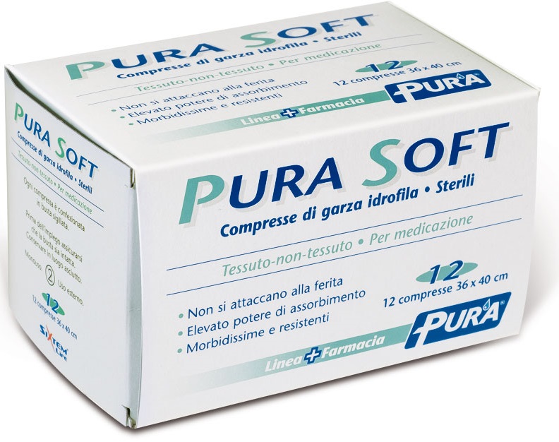 GARZA IN TESSUTO NON TESSUTO PURA SOFT 36X40CM 12 PEZZI - FarmaLucia