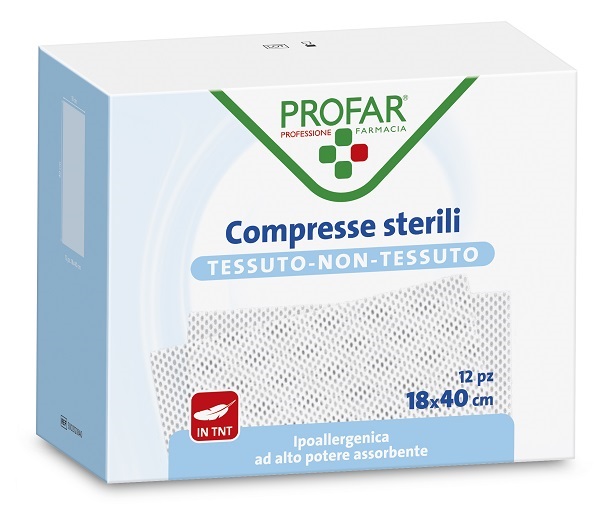 GARZA COMPRESSA TESSUTO NON TESSUTO 18X40 CM 12 PEZZI PROFAR - FarmaLucia
