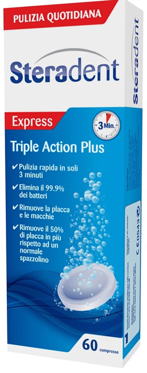 STERADENT TRIPLE ACTION PLUS 60 COMPRESSE PULENTI - FarmaLucia