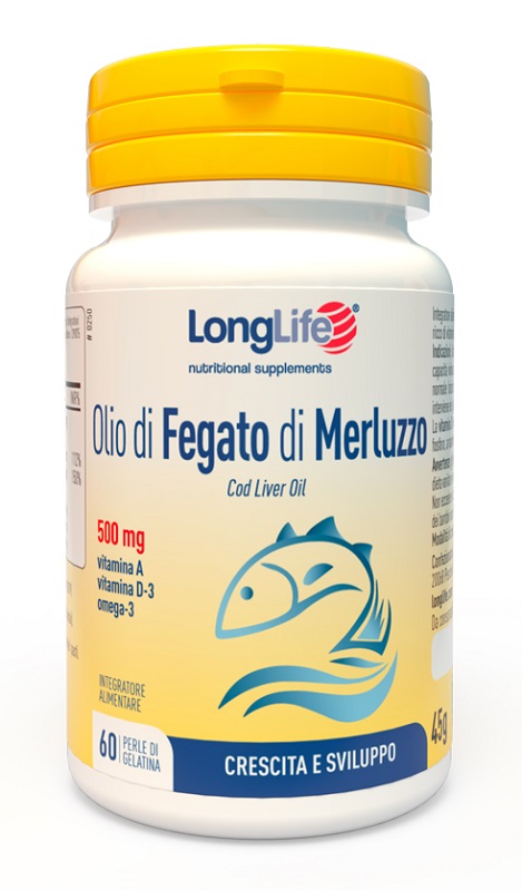 LONGLIFE OLIO FEGATO MERLUZZO 500 MG 60 PERLE IN GELATINA - FarmaLucia