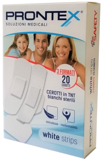 CEROTTO PRONTEX WHITE STRIPS IN TESSUTO NON TESSUTO BIANCO STERILE 3 FORMATI 20 PEZZI - FarmaLucia
