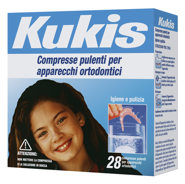 KUKIS CLEANSER 28 COMPRESSE PER PULIZIA APPARECCHI ORTODONTICI - FarmaLucia