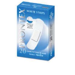 CEROTTO PRONTEX WHITE STRIPS IN TESSUTO NON TESSUTO BIANCO STERILE SCATOLA 20 CEROTTI MEDI - FarmaLucia