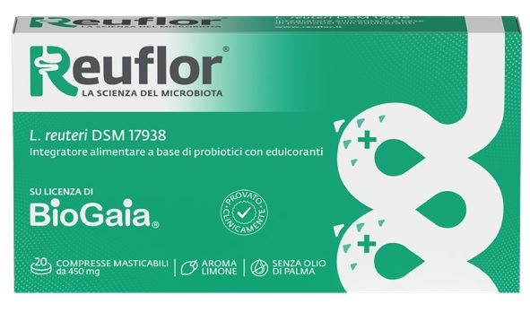 REUFLOR 20 COMPRESSE MASTICABILI AROMA LIMONE - FarmaLucia