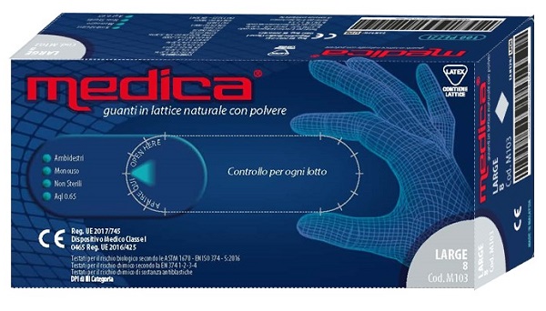 MEDICA GUANTO LATTICE N/STERILE CON POLVERE DM MISURA L 100 PEZZI - FarmaLucia