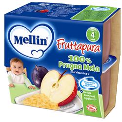 MELLIN FRUTTA PURA PRUGNA MELA 100 G 4 PEZZI - FarmaLucia