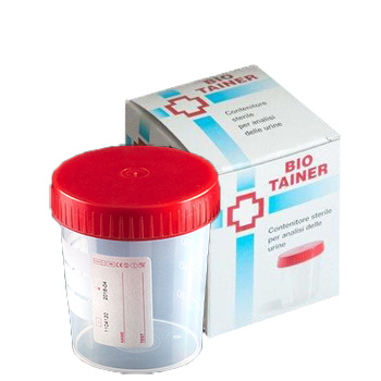CONTENITORE PER URINA BIO TAINER GRADUATO CON SUPERFICIE DI SCRITTURA CON TAPPO A VITE CAPACITA' 120ML 1 PEZZO - FarmaLucia
