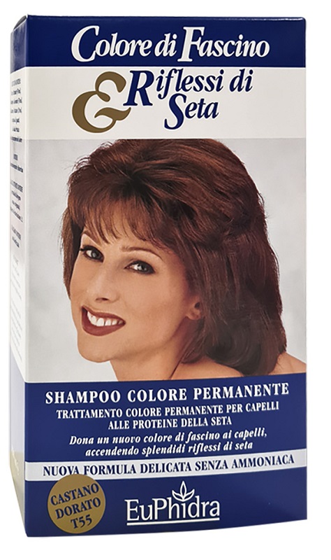EUPHIDRA COLORE DI FASCINO & RIFLESSI DI SETA SHAMPOO COLORE PERMANENTE 55 CASTANO DORATO 120 ML - FarmaLucia