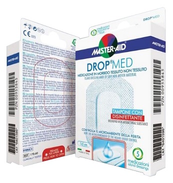 MEDICAZIONE COMPRESSA AUTOADESIVA DERMOATTIVA IPOALLERGENICA AERATA MASTER-AID DROP MED 10,5X15 5 PEZZI - FarmaLucia