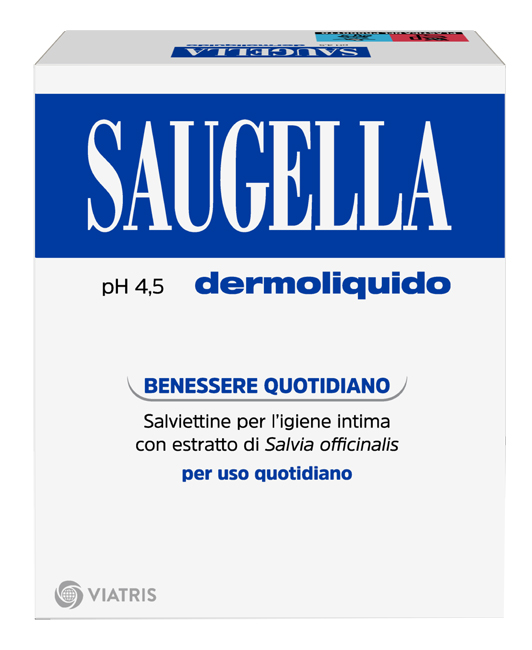 SAUGELLA DERMOLIQUIDO PH 4,5 SALVIETTINE IGIENE INTIMA BENESSERE QUOTIDIANO 10 PEZZI - FarmaLucia