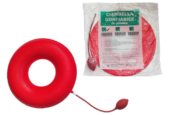 CIAMBELLA GONFIABILE PER INVALIDI IN GOMMA ROSSA TEAM DELUXE CON POMPA 40CM DIAMETRO - FarmaLucia