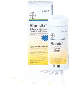 STRISCIA REATTIVA ALBUSTIX PER RICERCA DELLE PROTEINE NELLE URINE 50 PEZZI CODICE ARTICOLO 2872C - FarmaLucia