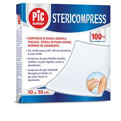 GARZA COMPRESSA IDROFILA PIC STERICOMPRESS 10X10 CM 4 BUSTE  25 PEZZI - FarmaLucia