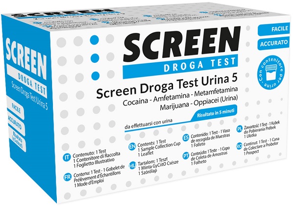 SCREEN DROGA TEST 5 DROGHE TEST ANTIDROGA CON CONTENITORE URINA - FarmaLucia