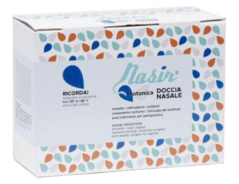 NASIR LAVAGGIO NASALE SOLUZIONE FISIOLOGICA ISOTONICA STERILE SCATOLA CON 4 SACCHE 500ML 4 BLISTER 1 VENTOSA - FarmaLucia