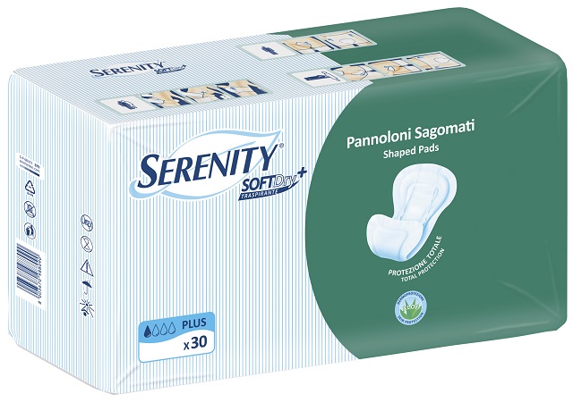 PANNOLONE PER INCONTINENZA SAGOMATO SERENITY SOFTDRY+ ALOE PLUS 30 PEZZI - FarmaLucia