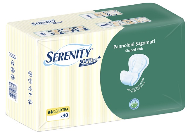 PANNOLONE PER INCONTINENZA SAGOMATO SERENITY SOFTDRY+ ALOE EXTRA 30 PEZZI - FarmaLucia