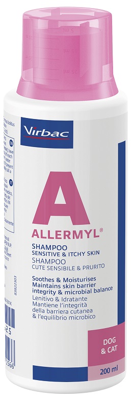 ALLERMYL SHAMPOO PER CUTE SENSIBILE E PRURITO CANE E GATTO 200 ML - FarmaLucia