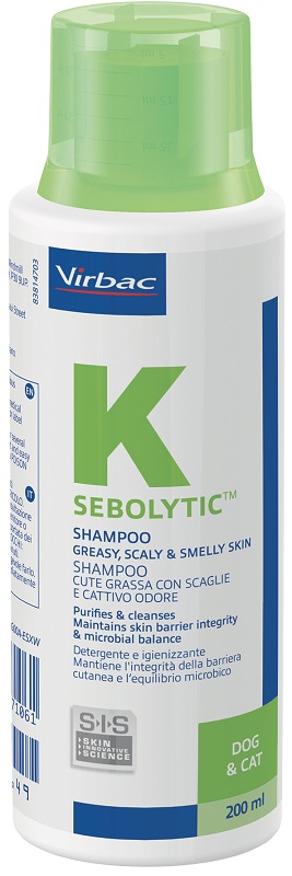SEBOLYTIC SHAMPOO CUTE GRASSA CON SCAGLIE E CATTIVO ODORE CANE E GATTO 200 ML - FarmaLucia
