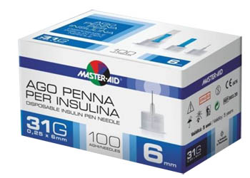 AGO PER PENNA DA INSULINA MASTER-AID 31 GAUGE 6 MM 100 PEZZI - FarmaLucia
