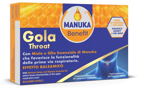 MANUKA BENEFIT GOLA THROAT 20 COMPRESSE MASTICABILI - FarmaLucia