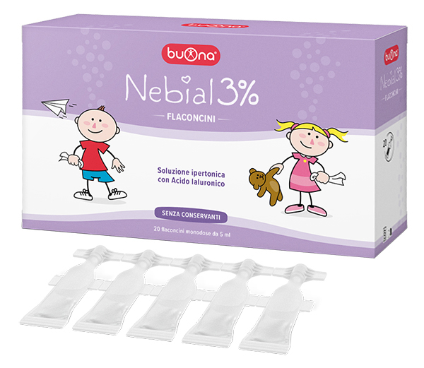 NEBIAL FLACONCINI SOLUZIONE SALINA IPERTONICA DI SODIO CLORURO AL 3% CON ACIDO IALURONICO 20X5 ML - FarmaLucia