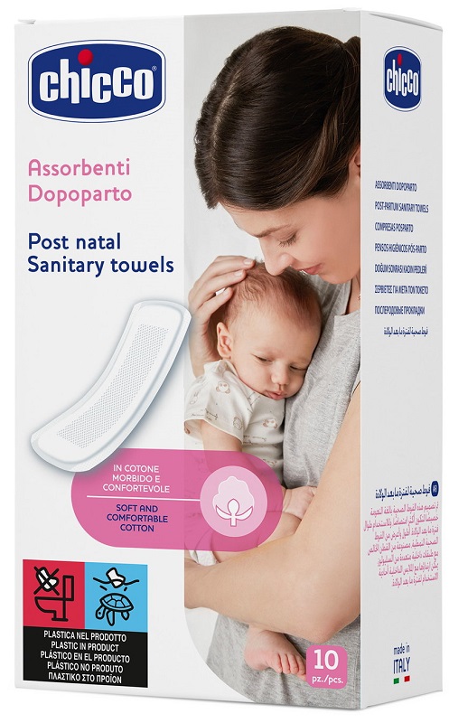CHICCO MAMMA DONNA ASSORBENTI POSTPARTO COTONE 10 PEZZI - FarmaLucia