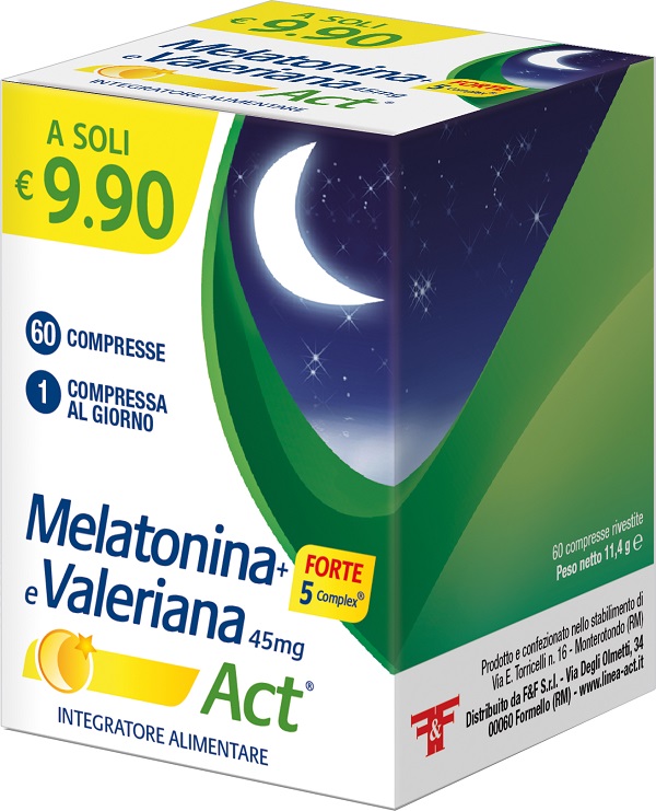 MELATONINA+FORTE 5 COMPLEX E VALERIANA ACT 60 COMPRESSE - FarmaLucia