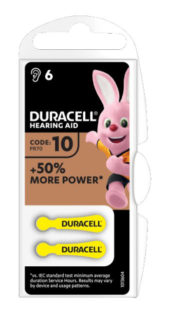 DURACELL ACTIVAIR HEARING AID EASY TAB 10 GIALLO BATTERIA PER APPARECCHIO ACUSTICO 6 PEZZI - FarmaLucia