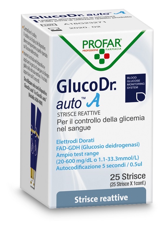 GLUCO DR AUTO GLICEMIA 25 STRISCE PROFAR - FarmaLucia