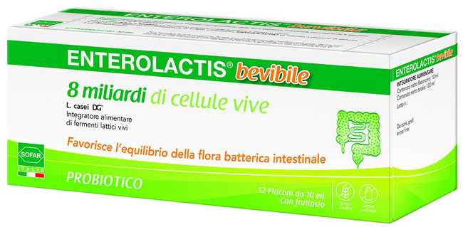 ENTEROLACTIS BEVIBILE 12 FLACONCINI DA 10 ML SOFAR - FarmaLucia