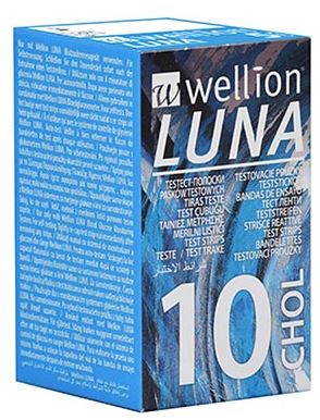 WELLION LUNA 10 STRIPS STRISCE PER MISURAZIONE COLESTEROLO - FarmaLucia