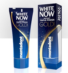 MENTADENT DENTIFRICIO WHITE NOW TRIPLE POWER GOLD 50 ML - FarmaLucia