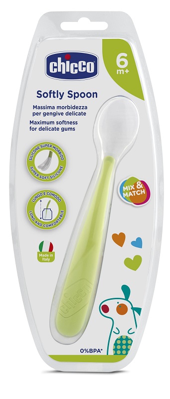 CHICCO CUCCHIAIO MORBIDO SILICONE 6M+ VERDE UP - FarmaLucia