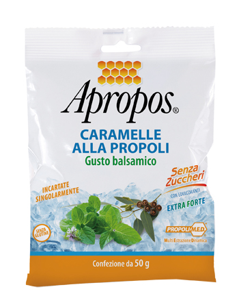 APROPOS CARAMELLE DURE ALLA PROPOLI BALSAMICHE SENZA ZUCCHERO 50 G - FarmaLucia
