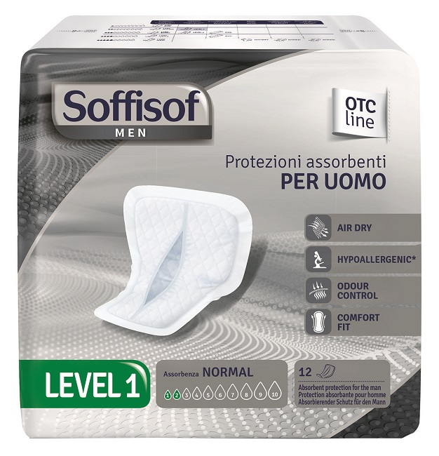 PANNOLONE PER INCONTINENZA SAGOMATO SOFFISOF MEN LEVEL 1 12 PEZZI - FarmaLucia
