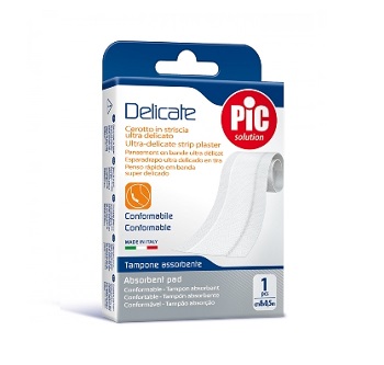 CEROTTO PIC DELICATE STRISCIA BIANCA CON TAMPONE ANTIBATTERICO CM 8X0,5 M - FarmaLucia