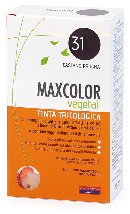 MAXCOLOR VEGETAL TINTA TRICOLOGICA 31 CASTANO PRUGNA 140 ML - FarmaLucia