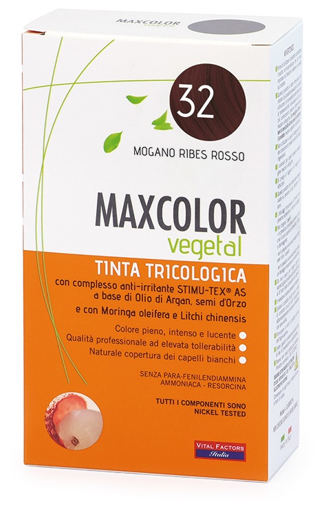 MAXCOLOR VEGETAL TINTA TRICOLOGICA 32 MOGANO RIBES ROSSO 140 ML - FarmaLucia