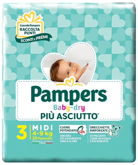 PAMPERS BABY DRY DOWNCOUNT MIDI 20 PEZZI - FarmaLucia
