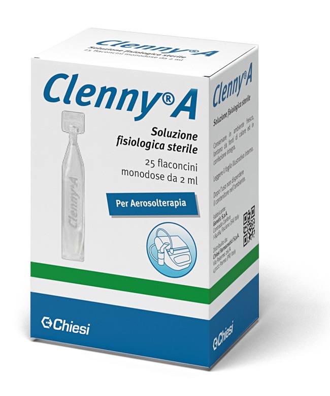 CLENNY A SOLUZIONE FISIOLOGICA STERILE PER AEROSOLTERAPIA 25 FLACONCINI MONODOSE DA 2 ML - FarmaLucia