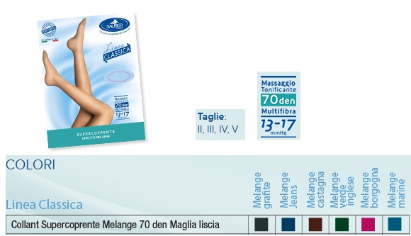 SAUBER COLLANT 70 DENARI SUPER COPRENTE MAGLIA LISCIA MELANGE MARINE 3 LINEA CLASSICA - FarmaLucia
