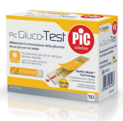 STRISCE MISURAZIONE GLICEMIA PIC GLUCOTEST 50 PEZZI - FarmaLucia