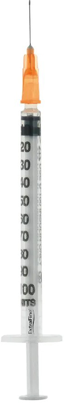 SIRINGA PER INSULINA EXTRAFINE 1ML 100 UI AGO REMOVIBILE 25 GAUGE 0,5X16 MM 1 PEZZO - FarmaLucia