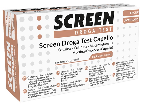 SCREEN DROGA TEST 4 SOSTANZE TRAMITE CAPELLI TEST ANTIDROGA CAPELLO - FarmaLucia