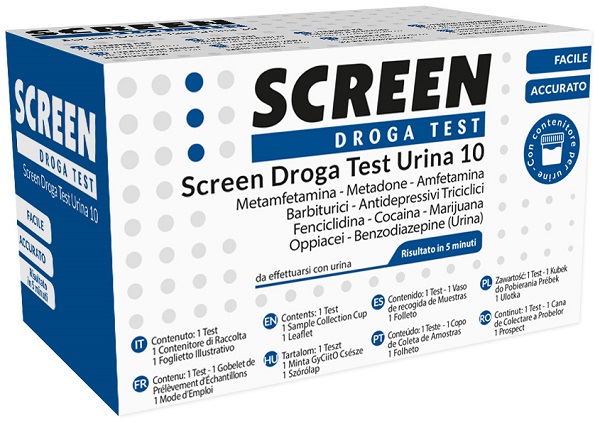 SCREEN DROGA TEST 10 DROGHE TEST ANTIDROGA CON CONTENITORE URINA - FarmaLucia