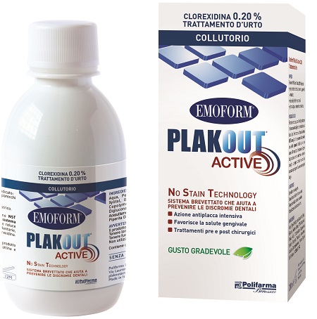 EMOFORM PLAK OUT ACTIVE CLOREXIDINA 0,20% COLLUTORIO 200 ML - FarmaLucia